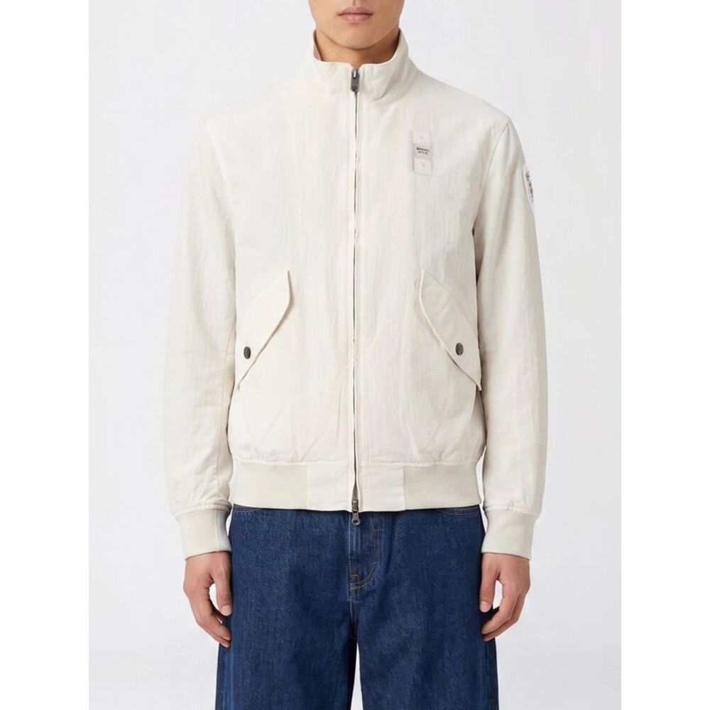 Blauer Men Cotton Bomber Jacket With Zip Blauer